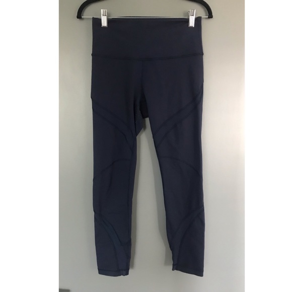 lululemon athletica Pants - Navy Blue mesh stripe crop Lululemon leggings